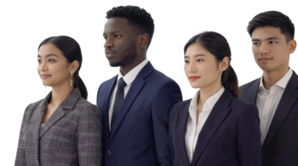 A diverse group of corporate employees, participating in a team meeting, a business team image, unity in diversity team, success team on a transparent background