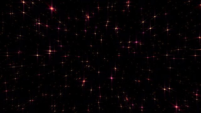 Flight through the shining stars. Cosmic starfield in deep space. Vibrant red purple and yellow stars. Animated abstract background. 4k seamless loop video