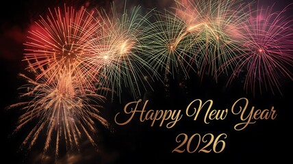 Celebrate the arrival of 2026 with a vibrant and dazzling fireworks display, a perfect New Year's greeting card