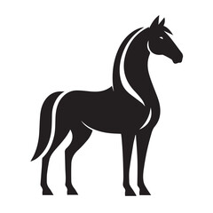 Obraz premium Black and white vector silhouette of a horse