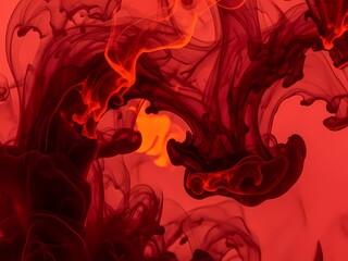 赤いインク、抽象的な背景に染み込む美しさ