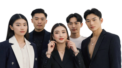 A group of professionals, image of a cohesive business team with corporate employees, unity in diversity, business team on a transparent background