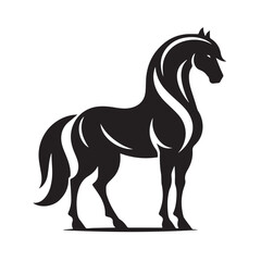Obraz premium Black and white vector silhouette of a horse