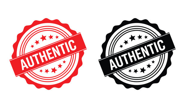 Authentic seal stamps in red and black on white background