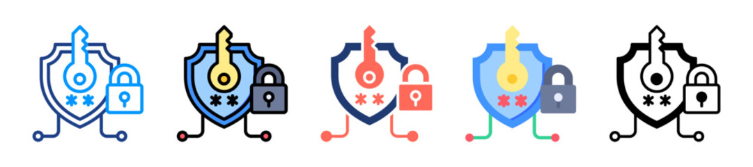 Obraz premium Encryption Key Icon Sheet Multiple Style Collection 