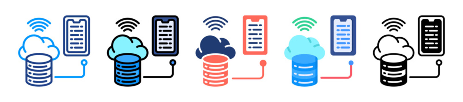 Data Portability Icon Sheet Multiple Style Collection 