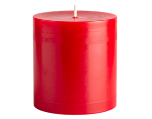 Red Wax Candle Isolated on White Background, minimal decor concept