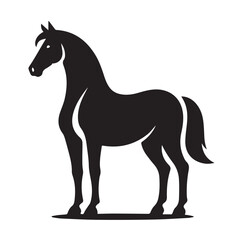 Obraz premium Black and white vector silhouette of a horse