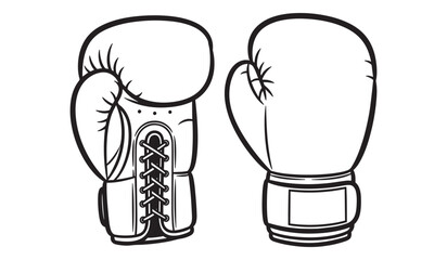 Black and white illustration of a pair of boxing gloves