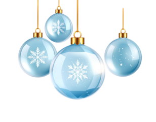 blue christmas balls with snowflakes