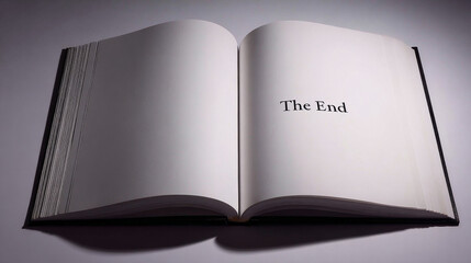 Open book ending a story with The End text on final page, symbolizing completion and conclusion