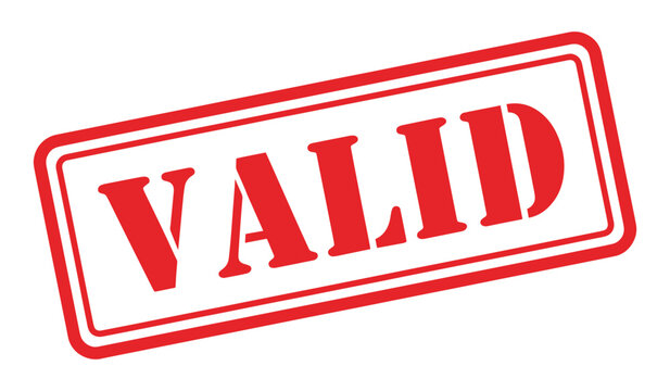 Valid stamp or seal with red border and lettering on white background