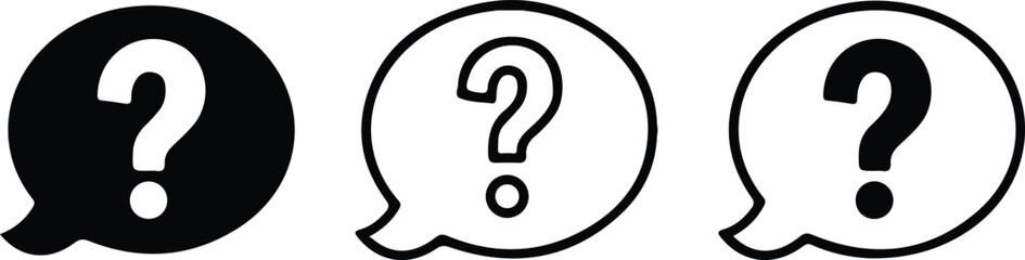 question mark three icon set speech bubble vector illustration design collection 
