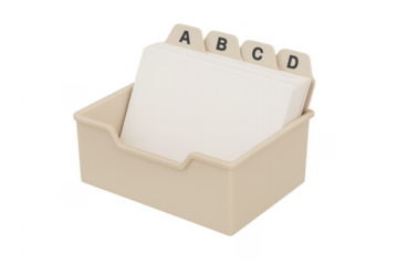 Card index box with alphabet record tabs