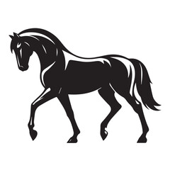 Fototapeta premium Black and white vector silhouette of a horse