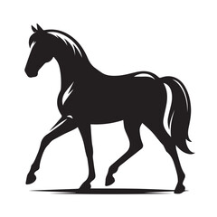 Obraz premium Black and white vector silhouette of a horse