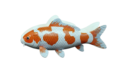Orange and White Koi Fish with Detailed Scales