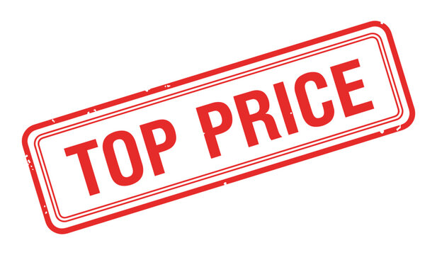 Top price stamp or sticker with red text on white background