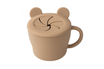 Silicone baby snack container with spill proof lid