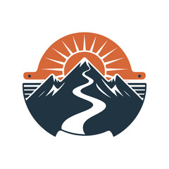 Mountain landscape with sunrise and river