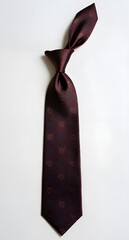 Dark brown satin women necktie isolated on white background, elegant feminine fashion accessory, smooth texture, minimal design, studio lighting.