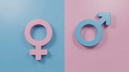 Gender Symbols: A visual representation of gender, featuring the iconic symbols for female and male set against a divided backdrop.