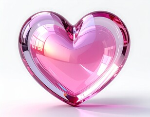 pink glass heart on a white background