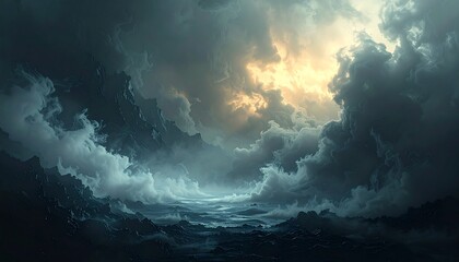 smoke mist background dark atmosphere cinematic abstract texture copy space center whitespace mystery fog effect