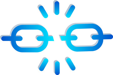 3D Broken Chain Link Isolated on Transparent Background