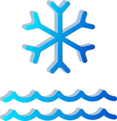 3D Cold Water Temperature Surface Isolated on Transparent Background