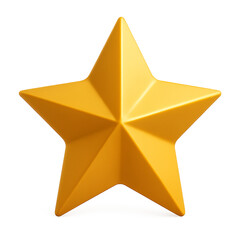 A realistic golden yellow five pointed star with a glossy sheen perfect for design projects on transparent background