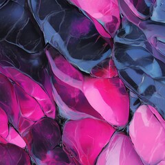 Abstract glossy flowing shapes in vibrant pink and blue colors forming dynamic textured background for digital design and presentation