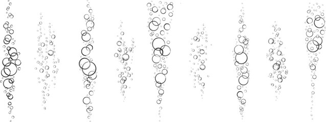 Fizzing Air Bubbles Stream, Soda Pop and Champagne Carbonation Vector Collection