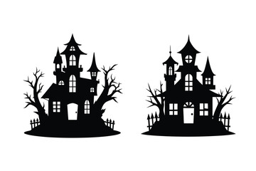 DIY Haunted House Silhouette Illustration Spooky Building