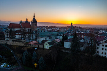 Nowy Sącz zachód słońca z powietrza © Maciej G. Szling