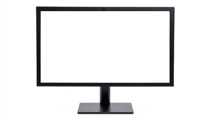 A computer monitor with a white screen isolated on a white background.