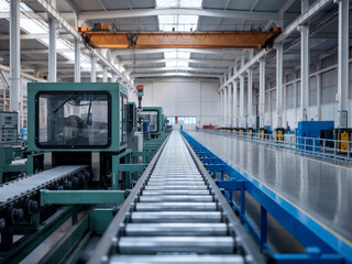 Obraz premium Industrial Conveyor Belt in Mass Production Process