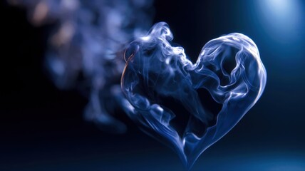 Smoky Heart Shape Drifting in Dark Gradient Light