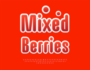 Vector Sweet sign Mixed Berries. ModernRed Font. Artistic  Alphabet Letters, Numbers and Symbols set