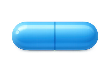 Blue capsule representing medication, drug, health, healthcare, pharmacy, and medical treatment with transparent background