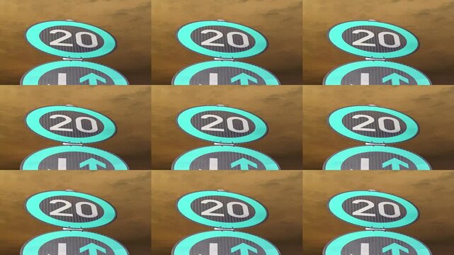 Abstract  20 mph or 20 kph speed sign. 