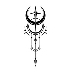 abstract monochrome decorative moon star tattoo
