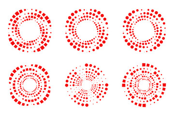 Abstract Red Dotted Circular Pattern Modern Geometric  icon set