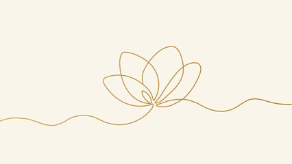 Luxury gold one line art flower vector, minimalist botanical lotus branding design