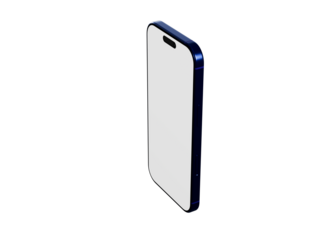 Stylish blue smartphone isolated on white, perfect for app presentations, tech concepts, or product showcases. C