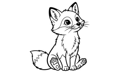 Obraz premium Adorable cartoon kitten sitting and looking up.