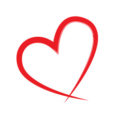 Handdrawn Red Heart Outline Icon Minimal Love Symbol Isolated Vector