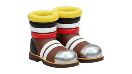 3D Rendering of Cartoonish Multi-Colored Boots