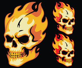 Conceptual illustration of a skull with fire.