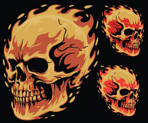 Conceptual illustration of a skull on fire.